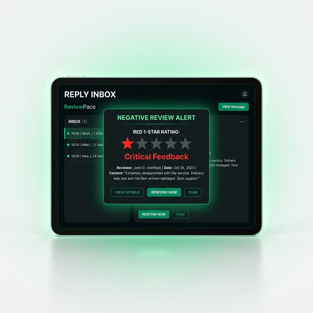 A professional digital interface for managing customer reviews